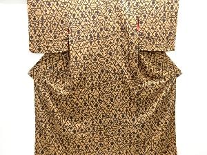 アンティーク　紋錦紗斜め格子に抽象花模様着物